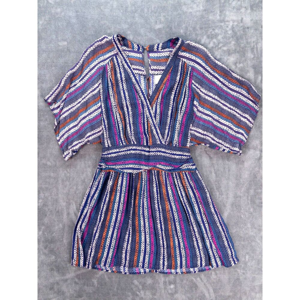Anthropologie Maeve Siya Kimono Dress Blue Stripe Size 8 Medium Boho